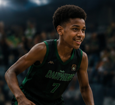 Jeune joueur de basket en action de formation