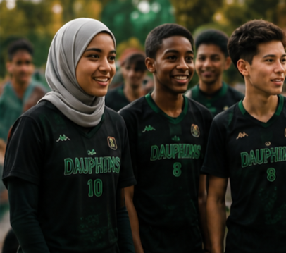 Équipe de jeunes unie et souriante