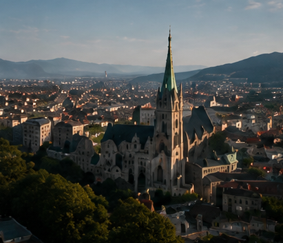 Vue aérienne panoramique de la métropole